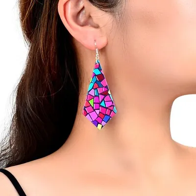 $2.99 • Buy Designer Stylish Geometric Multicolor Acrylic Dangle Earrings For Women Party