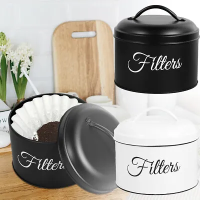 Coffee Filter Holder Round Basket Coffee Filter Storage Container With Lid Li SD • £13.75