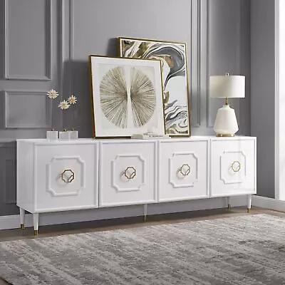 Four Door Sideboard With Gold Handle And Leg Tip Living Room Modern • $1156