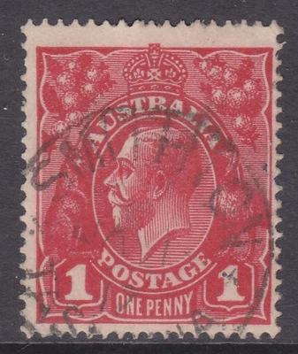 $2.50 • Buy KGV Heads Single Wmk 1d Red Die 1 GU *SMITHTON TAS POSTMARK* SG 21c (3D1)