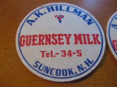 3x Lot Of Bottle Caps A.K. Hillman Guernsey Milk - Suncook New Hampshire NH • $5