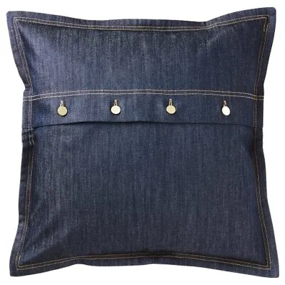 £15 • Buy Ikea Large Denim Jeans Style Cushion Cover - Brass Buttons - Dark Navy - 50 X 50