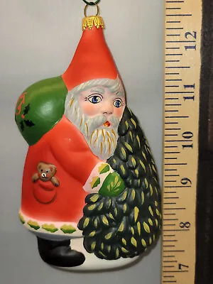 Santa Ornament Father Christmas W Tree Vaillancourt Folk Art Glass Rare 307 • $63.96