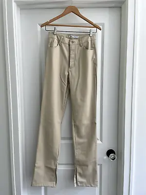 $18 • Buy EUC Beige ZARA Hi-Rise Faux Leather Pants Size 6