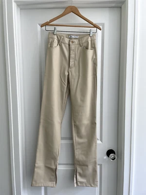 $18 • Buy EUC Beige ZARA Hi-Rise Faux Leather Pants Size 6