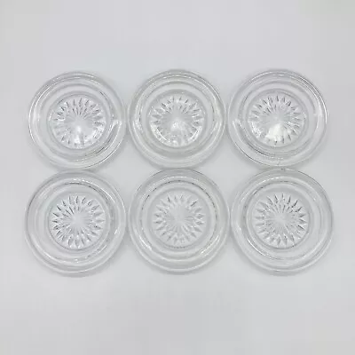 Vintage Set Of 6 Clear Glass Coasters Starburst Crystal MCM • $7