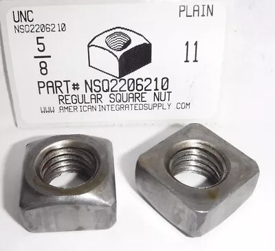 5/8-11 Regular Square Nuts Steel Plain 1  Af X 35/64 Th  (10) • $20.50