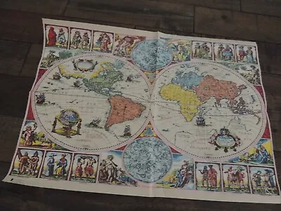 VINTAGE GIFT WRAP WRAP PAPER WORLD MAP Rossler Papier 3393 WEST GERMANY • £81.96