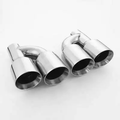 Pair Offset 2.5  In Quad Staggered 4  Angle Cut Out Exhaust Tips Stainless Steel • $241.97