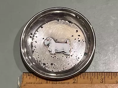 C.1910  Terrier Dog Enameled Sterling Silver Dish Butter Pat • $157.50