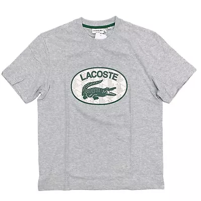 Lacoste Men's Branded Monogram Crocodile Print T-Shirt Grey Chine TH0064-CCA • $44.99