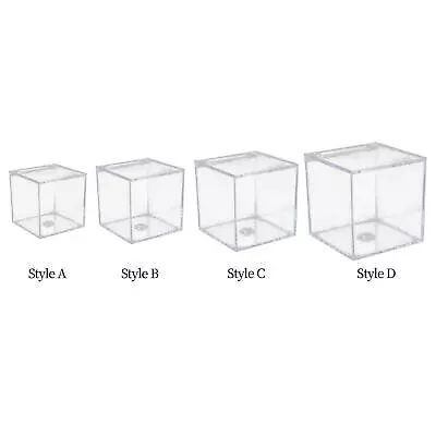 Clear Acrylic Square Cube Transparent With Lids Square Containers Candy Box • £7.19