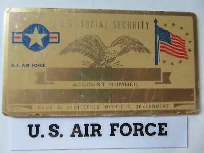 VINTAGE METAL SOCIAL SECURITY CARD U.S. AIR FORCE & AMERICAN FLAG New-Mint • $6.50