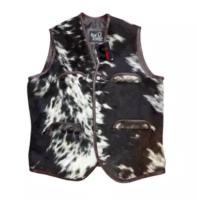 Men's Cowhide Leather Vest Real Natural Hair On Leather Vest New Arrival • $149