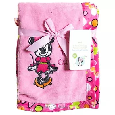 *NEW* Disney Minnie Mouse Baby Girl Pink Soft Mink Plush Crib Blanket 30x40 • $12.99