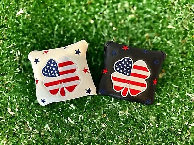 NEW USA Clover Mallet Putter Head Cover ~ Red White & Blue ~ Magnetic Closure • $17.99