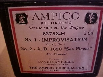 Ampico 1. Improvisation 2. Sea Pieces Player Piano Roll • $4.99