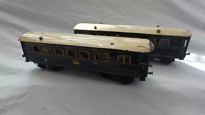 1off EACH HORNBY O GAUGE BLUE WAGON-LITS SLEEPING & DINING CARS REQUIRE TLC • £49.95