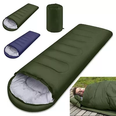 4 Season Sleeping Bag Adult Kids Camping Mountain Envelope Zip Up Single Bags • £21.84