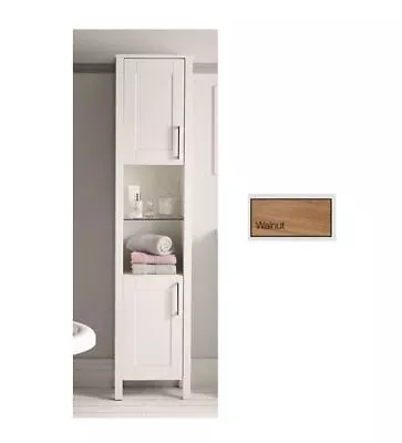 Traditional Bathroom Furniture 650mm White Oak Walnut Grey Wood Tall Unit 400mm • £80