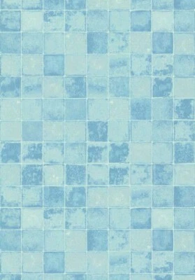 £1.49 • Buy Bright Teal Washable Wallpaper - Kitchen Bathroom 51132801  Vinyl Tile On A Roll