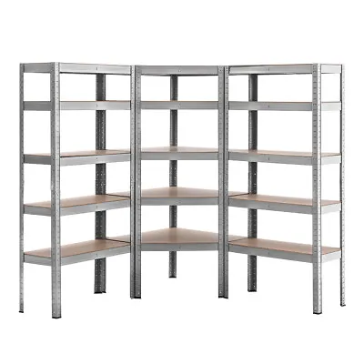 3 Bay Galvanised Corner Shelving/Racking Unit Garage & 3 Storage Racks 1500mm H • £89.95