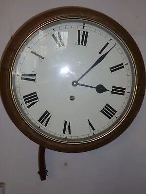 Antique Mechanical Station School Railway Round Clock 14.5'' WORKING • £169.99
