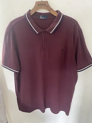 £21.99 • Buy Fred Perry Mens Polo Shirt XXL Burgundy Twin Tipped 60s Scooter