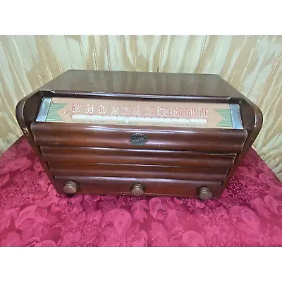 Vtg Tube Radio Minerva MCA W710 Walnut Wood 1946 AM Mid Century Powers Up • $75