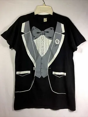 Tuxedo T-Shirt Black White Graphic Single Stitch Costume Size XL Vintage • $14.39