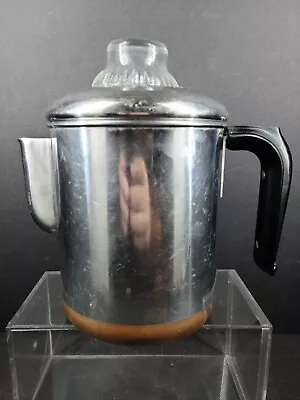 VTG Revere Ware Percolator Coffee Pot 1801 Double Ring Copper Clad Stainless • $15.49