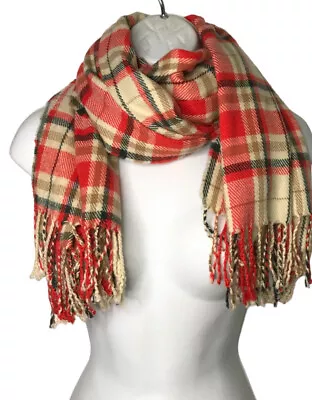 J.Crew Plaid Long Scarf Fringe Acrylic Multicolor 74  X 24” Oversized Women's • $19