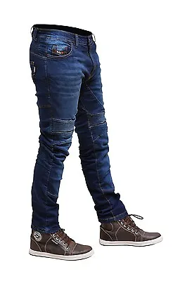 Men Motorbike Motorcycle SKINNY SLIM JEANS STRETCH DENIM With Protective Lining • $59.99