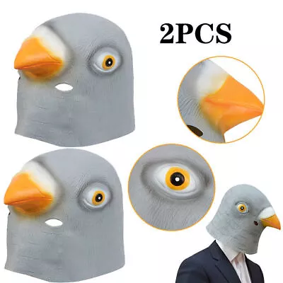 2X Pigeon Head Mask Creepy Animal Halloween Costume Theater Prop Latex Party Toy • $24.69