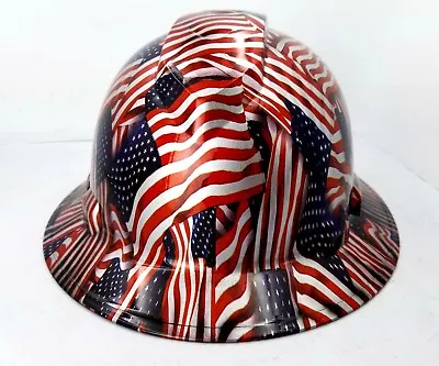 $51.99 • Buy Hard Hat FULL BRIM Custom Hydro Dipped , OSHA Approved USA FLAG AMERICAN FLAG