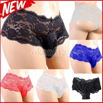 Mens Sexy Lace Thong G-String Briefs Sissy Panties Lingerie Knickers Underwear • £3.58