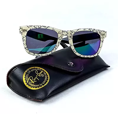 Mirrored Ray-Ban Wayfarer Sunglasses Black & White Print Italy Special Series • $170