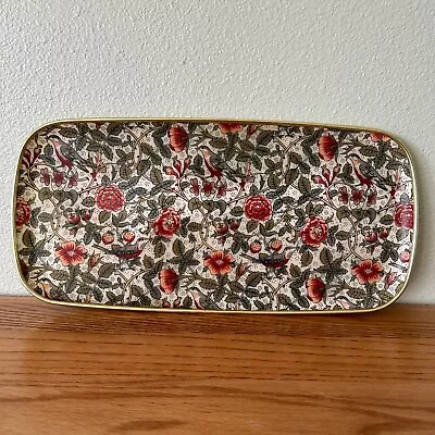 Vtg Arnold Designs Chintz Fiberglass Serving Tray Birds Strawberries Flowers • $29.95