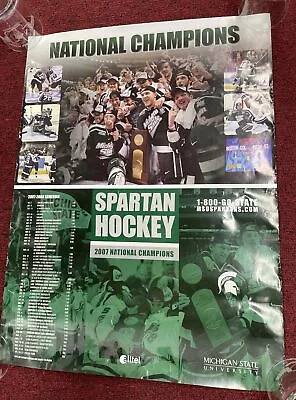 RARE 2007-08 Michigan State Spartans Hockey National Champions Schedule Poster • $49.99