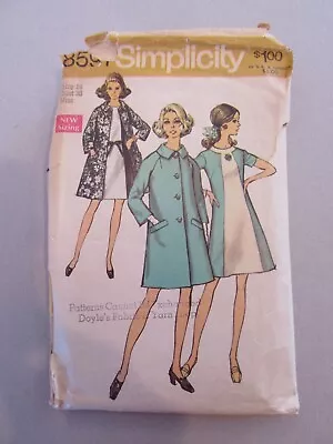 1969 Vintage Simplicity Coat Dress Pattern 8591 Miss Size 12 Bust 34 Women CUT • $4.99