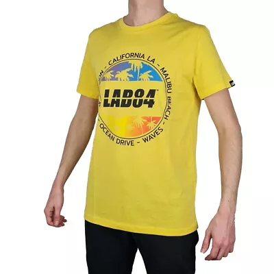 Lab84 T-Shirt Short Sleeve Crew-Neck Man S21 TSHM1110 Print Yellow • $33.44