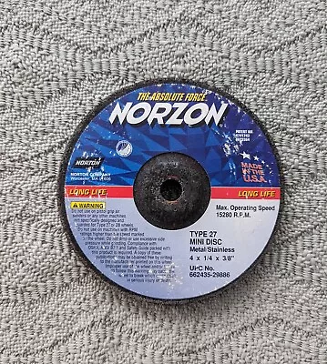 NorZon Absolute Force 4 X 1/4 X 3/8' Type 27 Mini Grinding Disc Depressed Ctr • $10