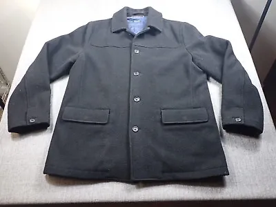 J Crew 100% Wool Stadium Cloth University Jacket Men's Large Black Thinsulate • $39.99