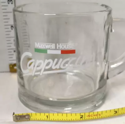 Maxwell House Cappuccino Clear Glass 3  Mug Italian Theme 1991 Vintage • $7.35