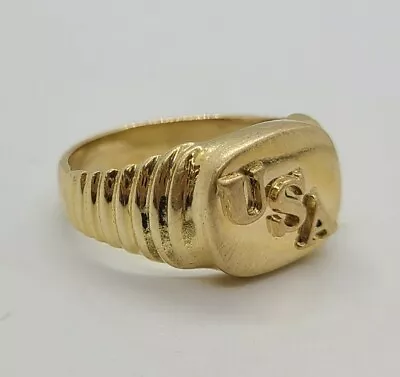 Estate Antique 14k Yellow Mens Ring Usa America   • $575