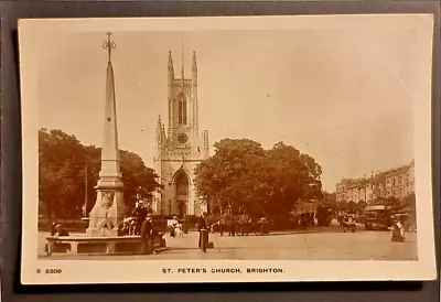 £6.95 • Buy Brighton Postcard C1910 Sussex Edwardian Folk Church Sq Tram Real Photograph