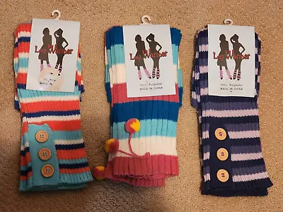 Leg Warmers-3 LOT-Women's Knit High Socks-Winter-warm-VINTAGE-MULTICOLOR • $20.83