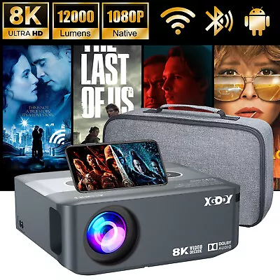 Projector XGODY 8K Bluetooth WIFI USB Home Theater Outdoor Movie Bundle With Bag • $122.54