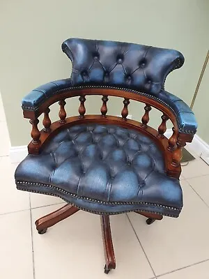 £300 • Buy Chesterfield Captains Chair - Leather - Blue