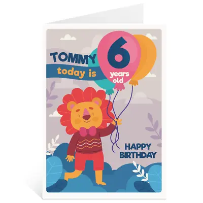Personalised 6th Birthday 2 Greetings Card Boys Lions 6 Years Old Kids • £2.49